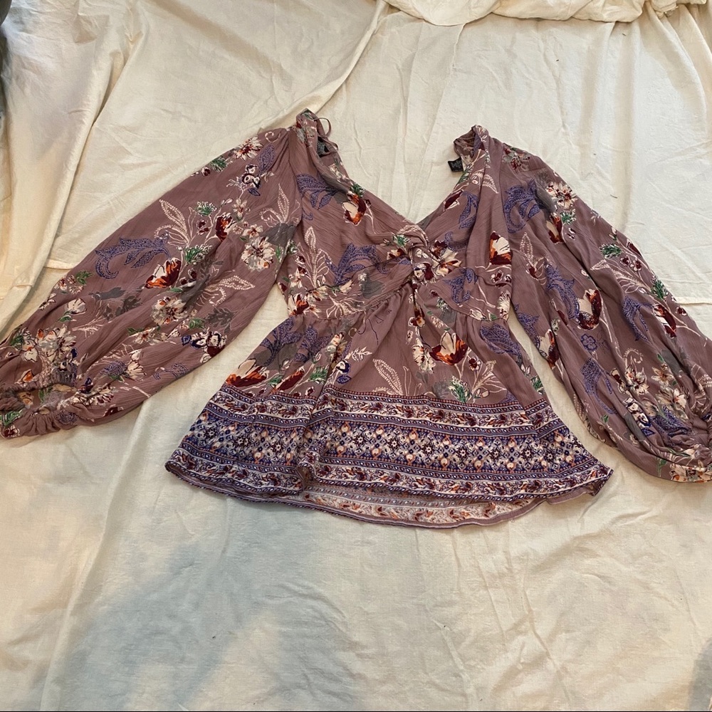 Angie peasant sleeve floral shirt- SZ S